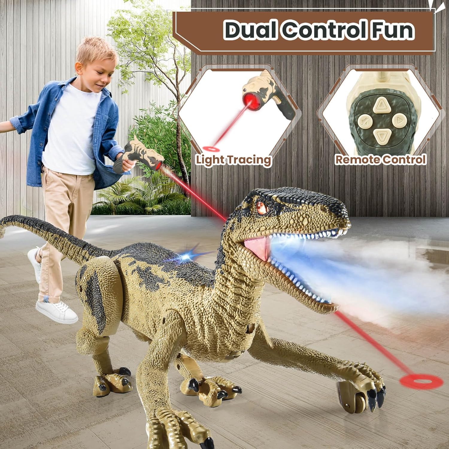 Juguetes de dinosaurio a control remoto para niños de 3, 4, 5, 6, 7, 8 años, dinosaurios para niños de 4 a 7 años, juguete de control remoto de