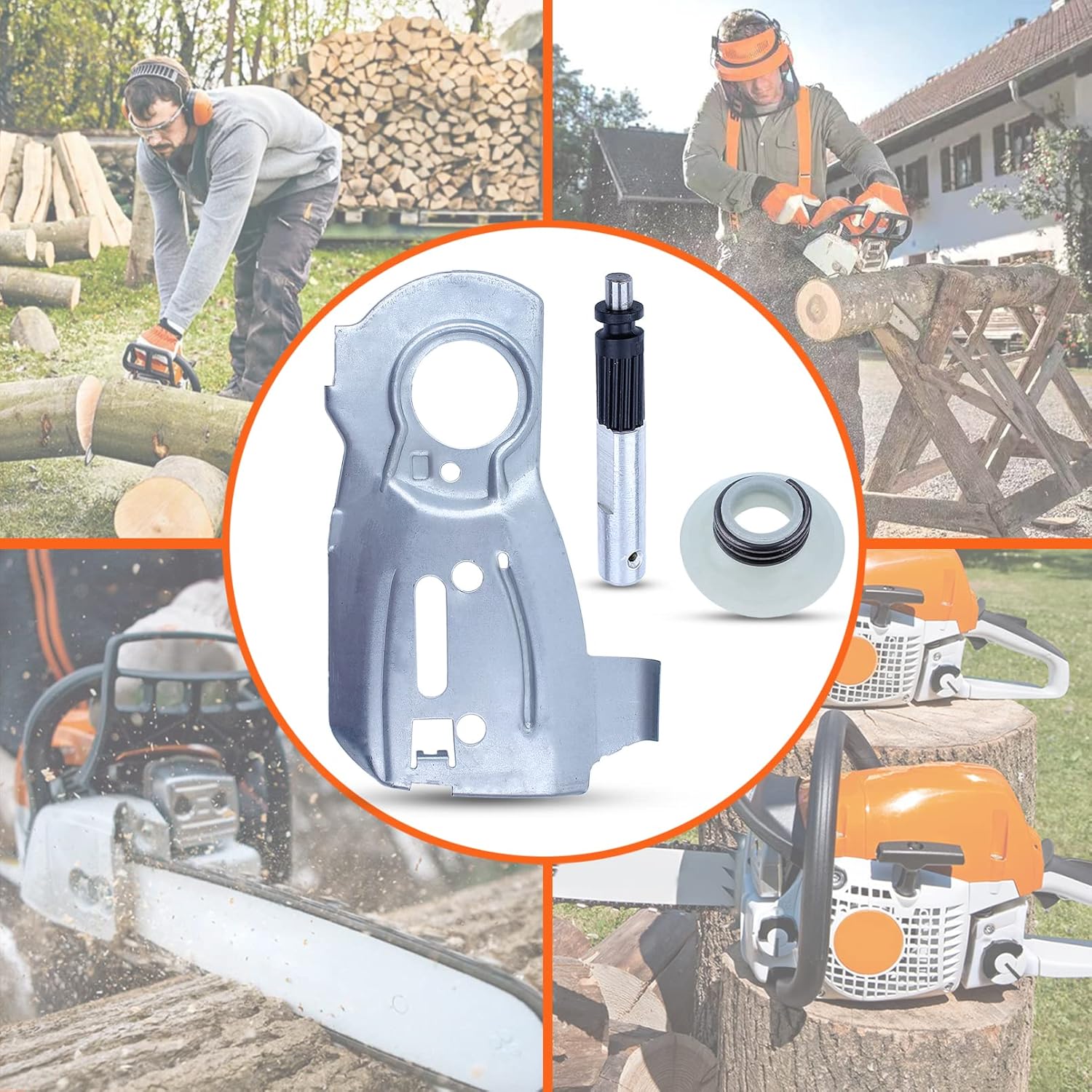 Kit de engranajes sin fin de bomba de aceite para barra de guía de cadena para motosierra Husqvarna 345 340 350, placa de barra de guía de cadena,