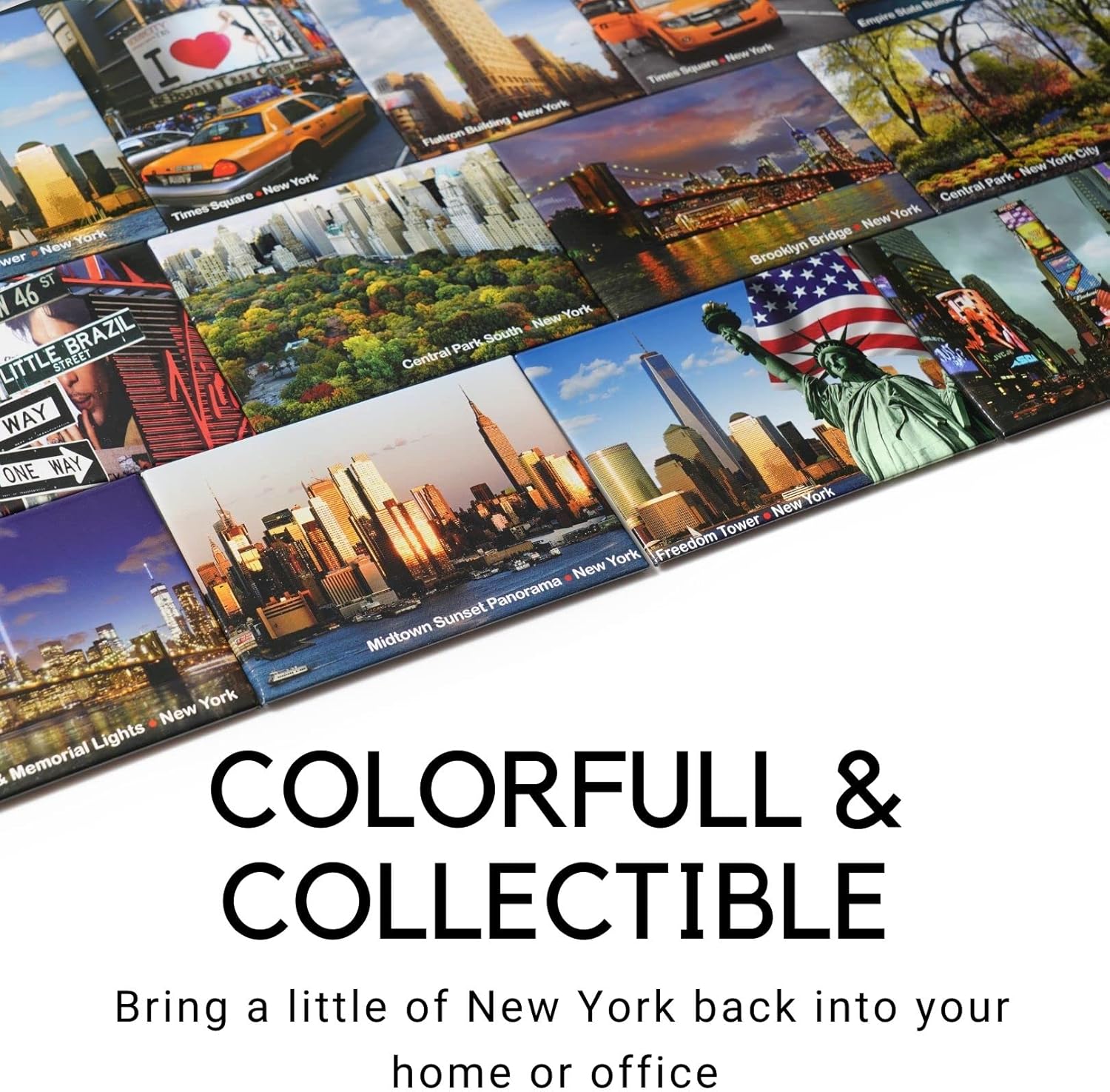 New York Landmarks Color Filmstrip – Imán de nevera de recuerdo fotográfico de la ciudad de Nueva York – Imanes de nevera de la ciudad de Nueva York
