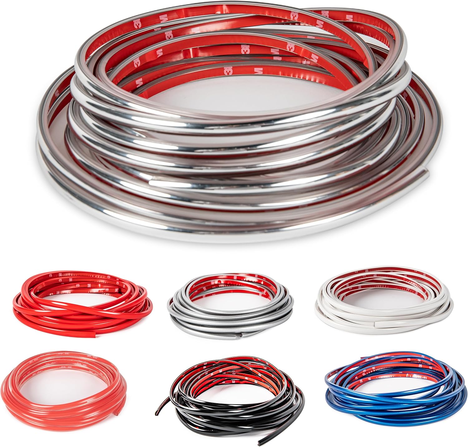 TRUE LINE Kit de prevención de rayones laterales de moldura de rin de llanta, protección de llanta color cromo