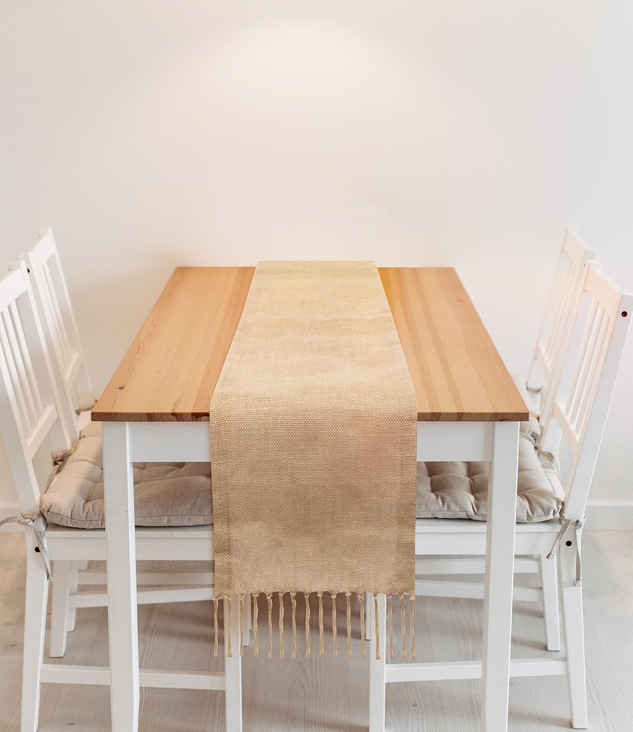 Camino de mesa de arpillera de otoño con borlas de 12 x 108 pulgadas de largo, camino para bodas, decoraciones de mesa de fiesta, decoración