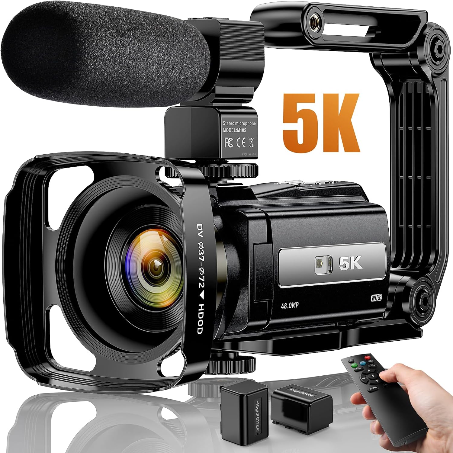 Cámara de video 5K 48MP UHD WiFi IR visión nocturna Vlogging Cámara para YouTube 16X Zoom digital 3 pulgadas Grabadora de cámara con micrófono,