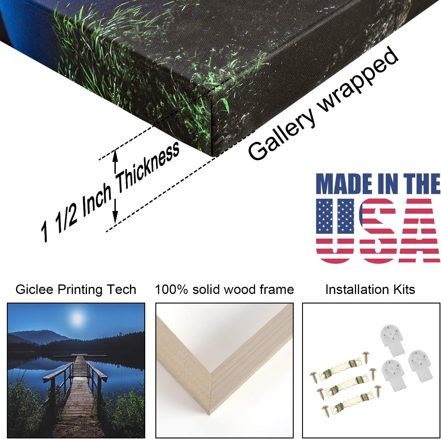 Looife – Lienzo decorativo para pared, 3 paneles, 36 x 48 pulgadas, 3 piezas de alce de vinatge con árbol, diseño de árbol, para decoración de