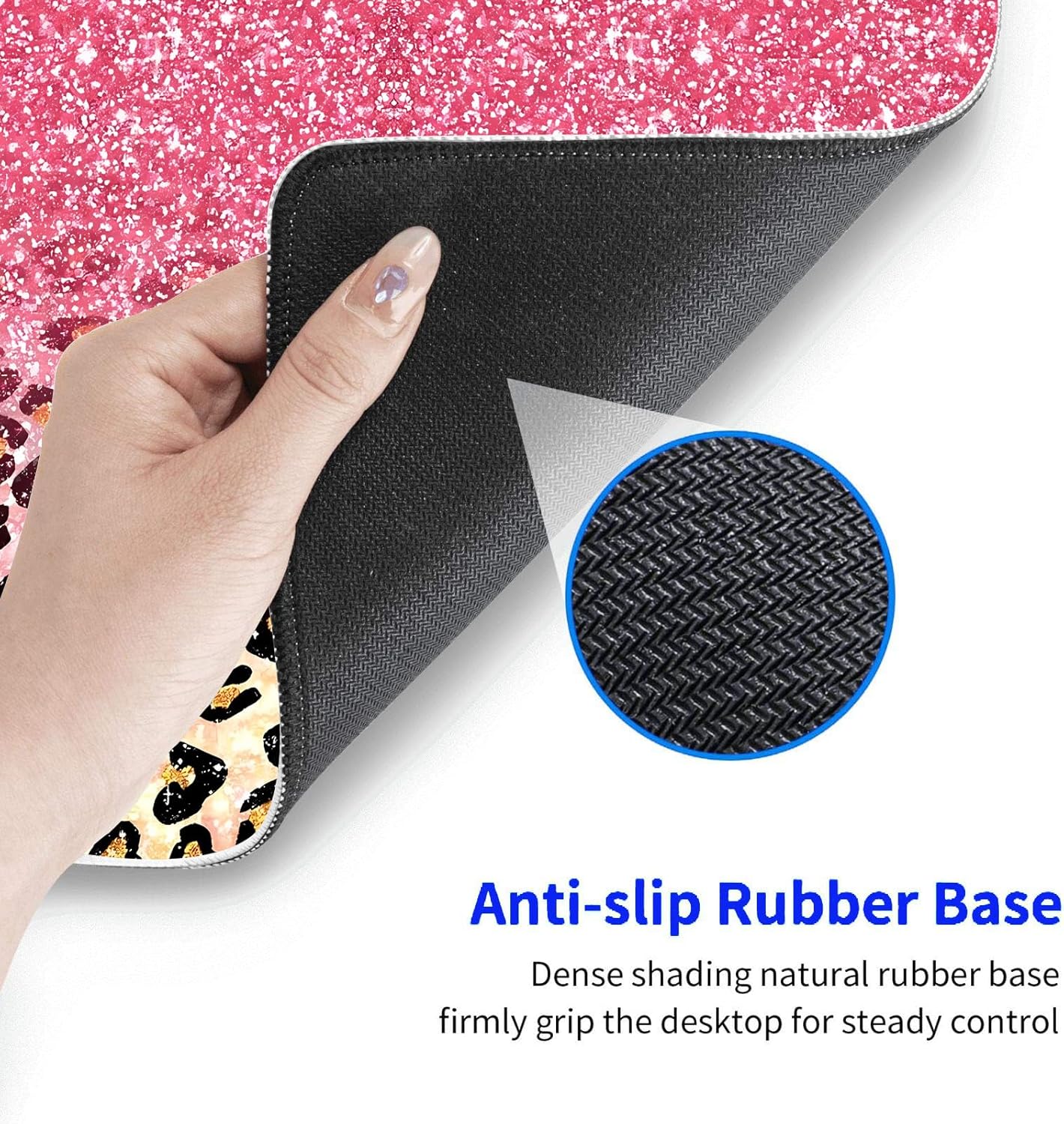 Alfombrilla de mouse grande para juegos con bordes cosidos, alfombrilla de mouse de escritorio extendida con tela microtejida superior, base