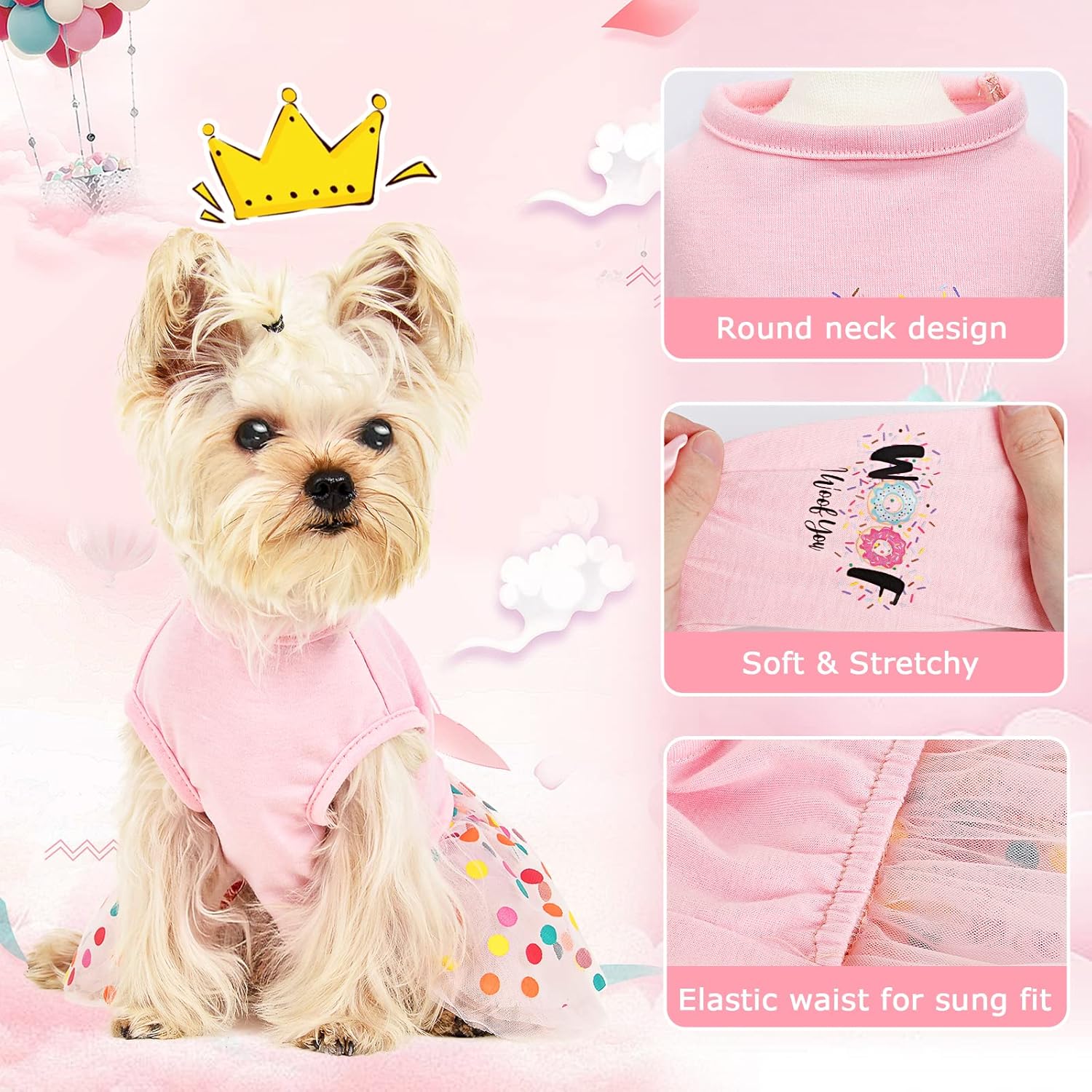Vestido de cumpleaños para perro, ropa de primavera para perros pequeños, hembra, cachorro, princesa, tutú, lindo vestido de tul para perro,