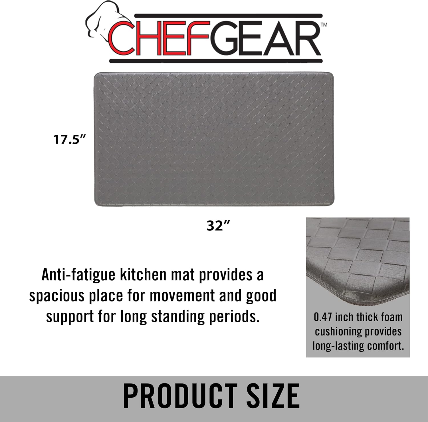 Chef Gear – Tapete de cocina antifatiga, diseño de tejido de cesta, acolchado cómodo tapete de chef para alivio de pie y soporte, antideslizante,