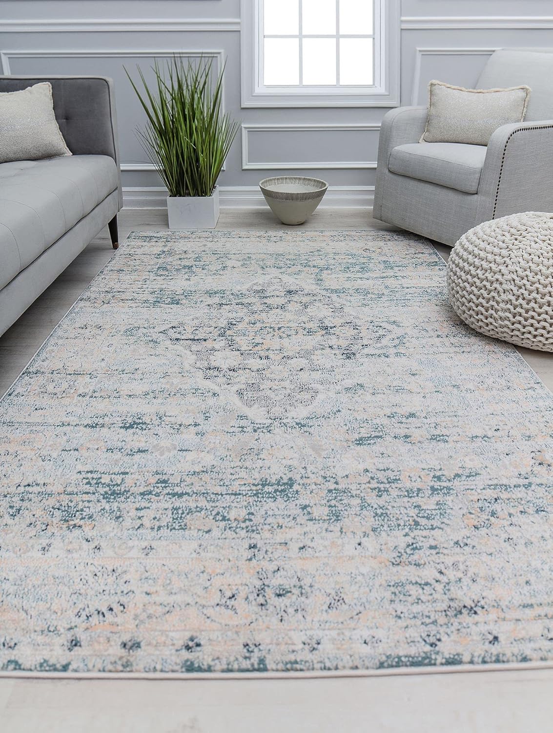 Rugs America Cora CL15A Norway Spruce – Alfombra vintage de transición, 8 pies x 10 pies