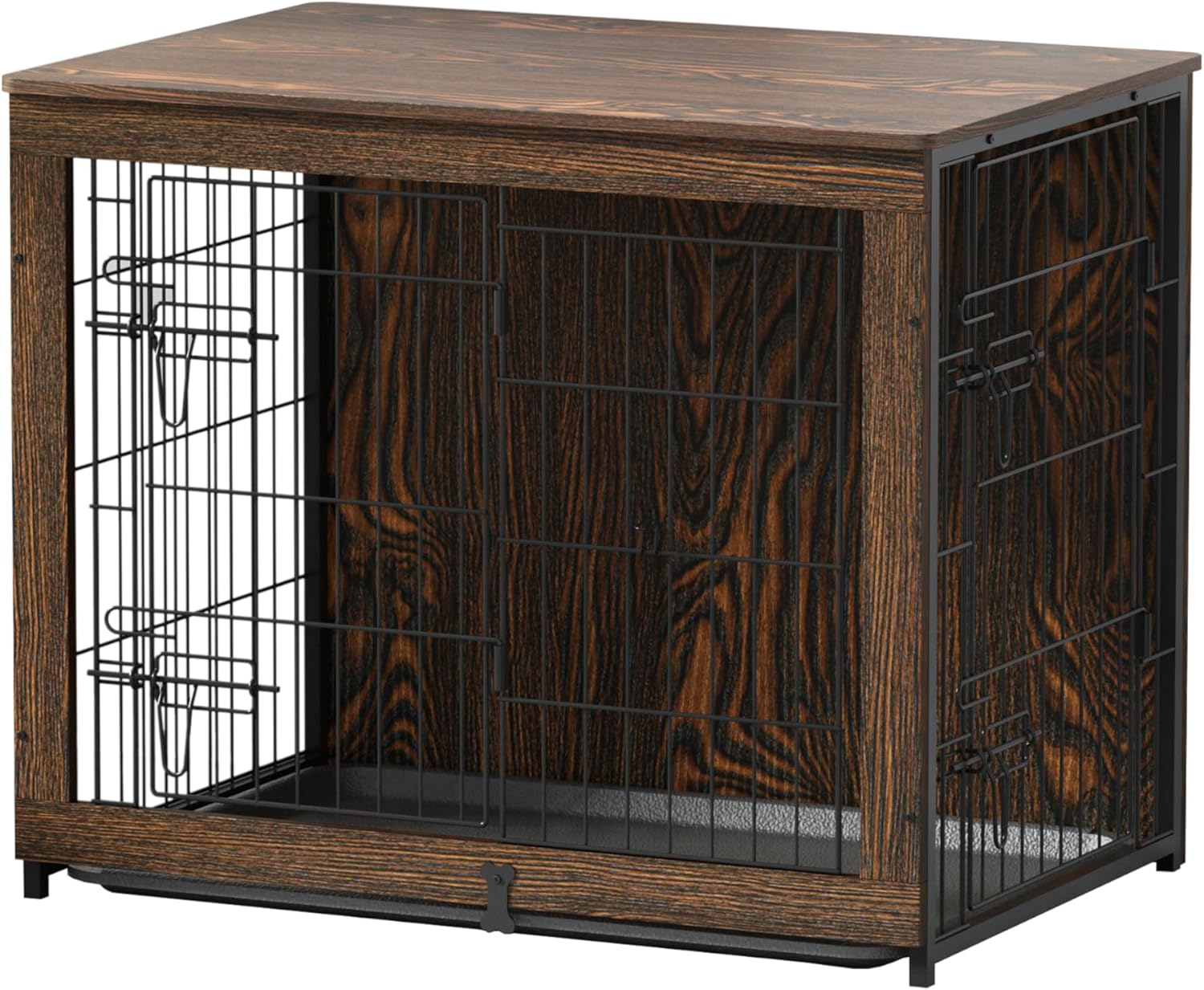 Mesa auxiliar de muebles de madera para perros, caja de doble puerta con bandeja deslizante, mesa auxiliar interior, fácil instalación, con Cubierta