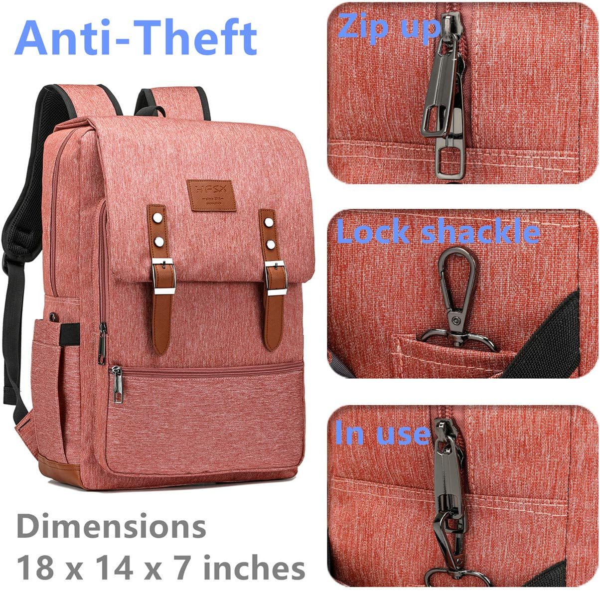 Mochila vintage antirrobo, mochila para computadora portátil para hombres y mujeres, mochila de viaje para computadora, escuela, universidad,