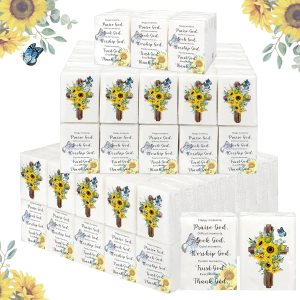 Outus Paquete de 100 pañuelos de bolsillo cristianos a granel, paquetes de pañuelos individuales mini faciales de 3 capas para funeral, boda, Outus Paquete de 100 pañuelos de bolsillo cristianos a granel, paquetes de pañuelos individuales mini faciales de 3 capas para funeral, boda,