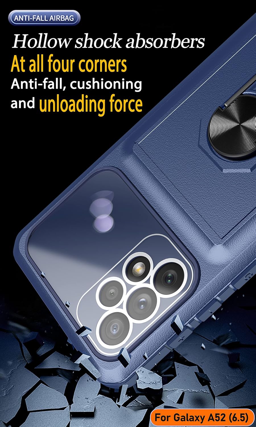 Funda tipo cartera para Samsung Galaxy A52 (5G) de 6.5 pulgadas, ranura para tarjetas de crédito, puerta corrediza, diseño portátil, doble capa