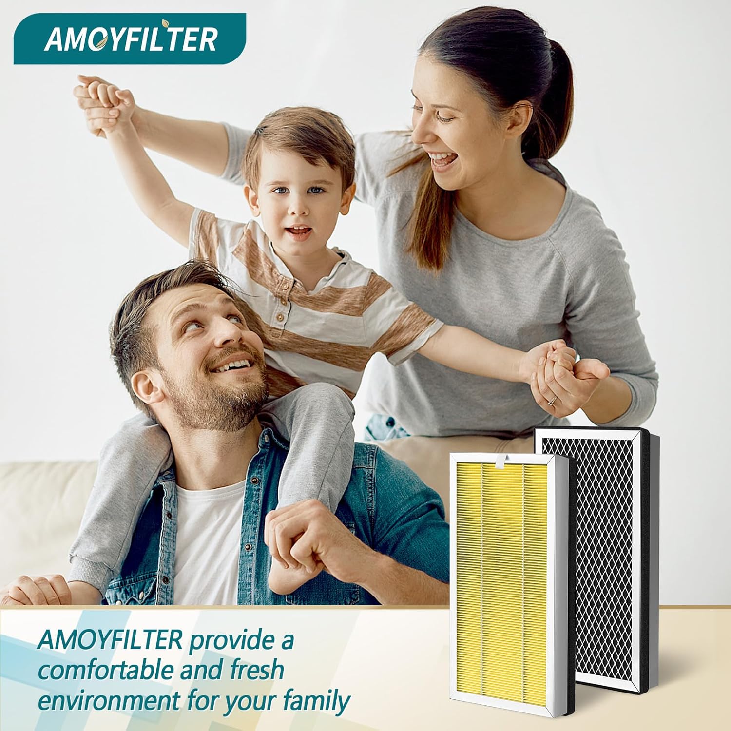 Removedor de olores Filtro AMOYFILTER compatible con filtro de repuesto de filtro Air Pur-ifier serie 15, filtración 3 en 1 con prefiltro, filtro