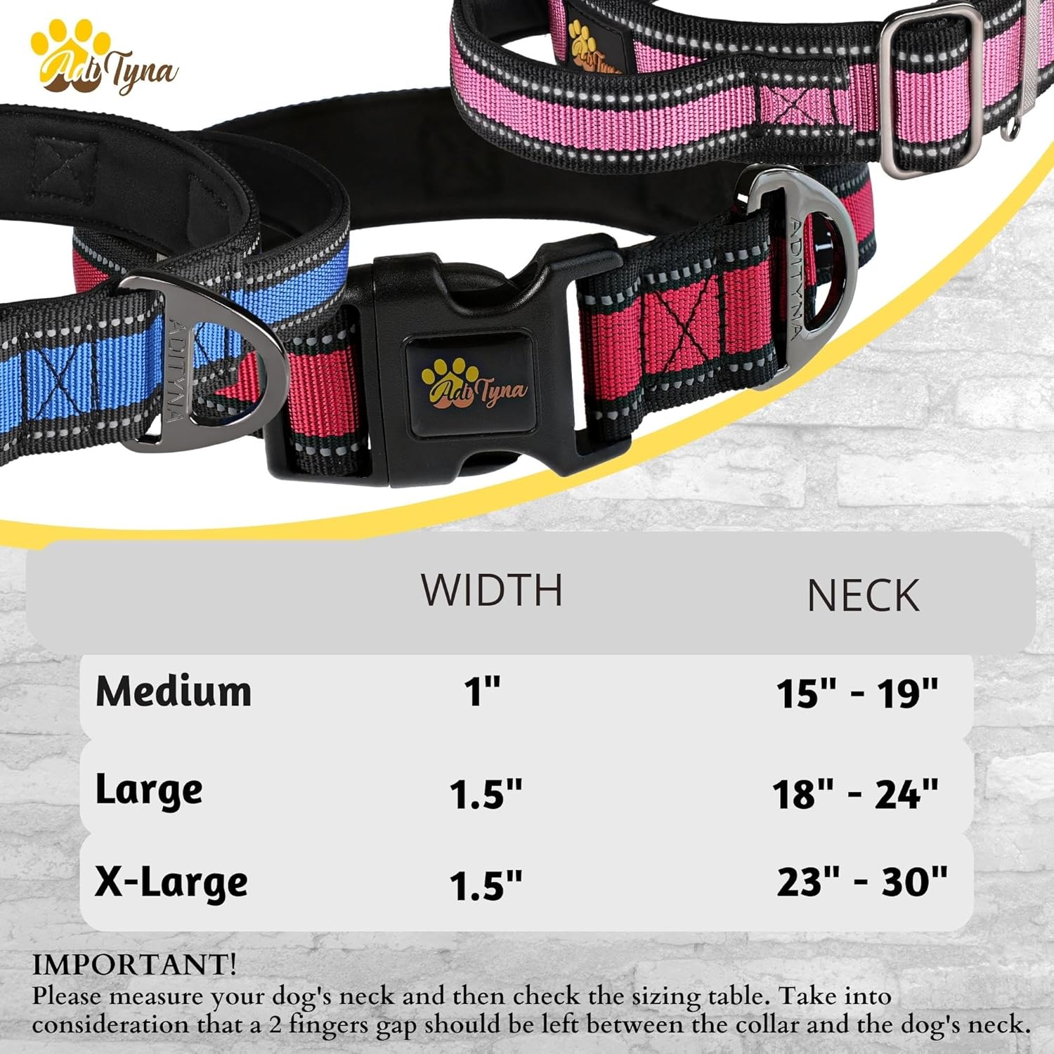 ADITYNA – Collar de perro resistente para perros extra grandes – Collar de perro rojo XL con asa – Acolchado de neopreno suave ultra cómodo (Extra-L