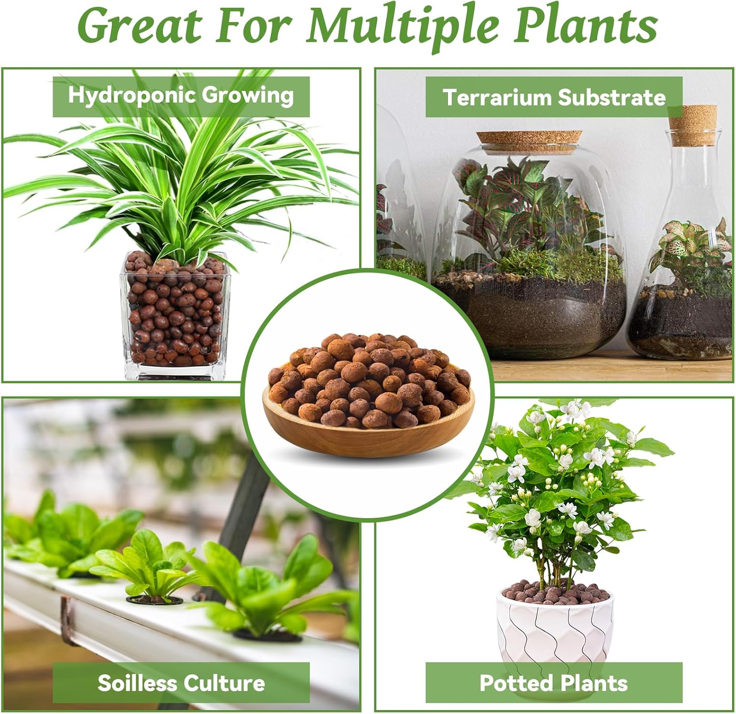 Riare Guijarros de arcilla expandida orgánica de 14 libras para plantas, bolas de leca natural de 0.157 a 0.630 pulgadas, ligeras piedras