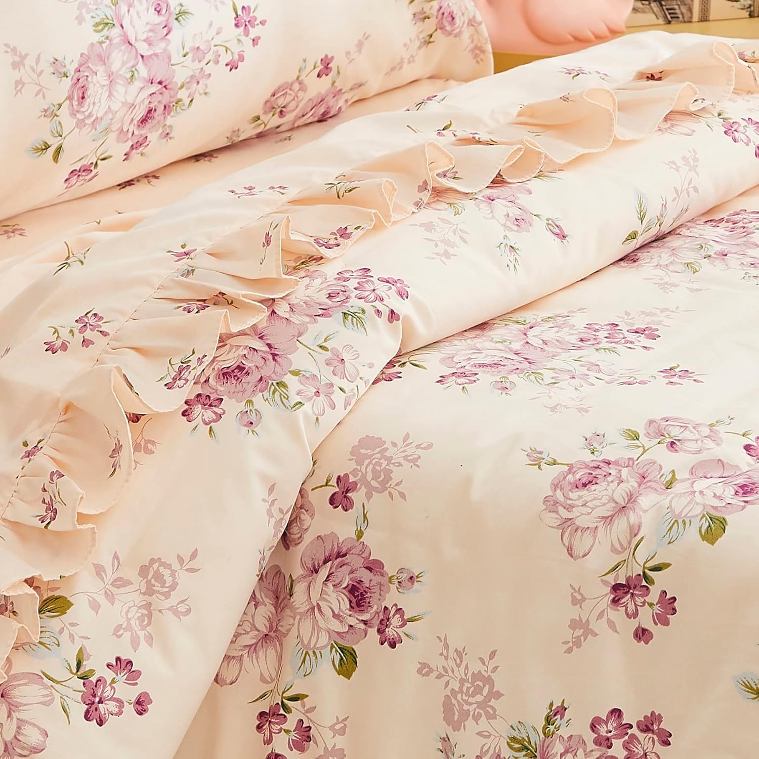 Brandream Juego de ropa de cama para niñas pequeñas, juego de sábanas de 4 piezas en una bolsa, ropa de cama de princesa para niños con sábana