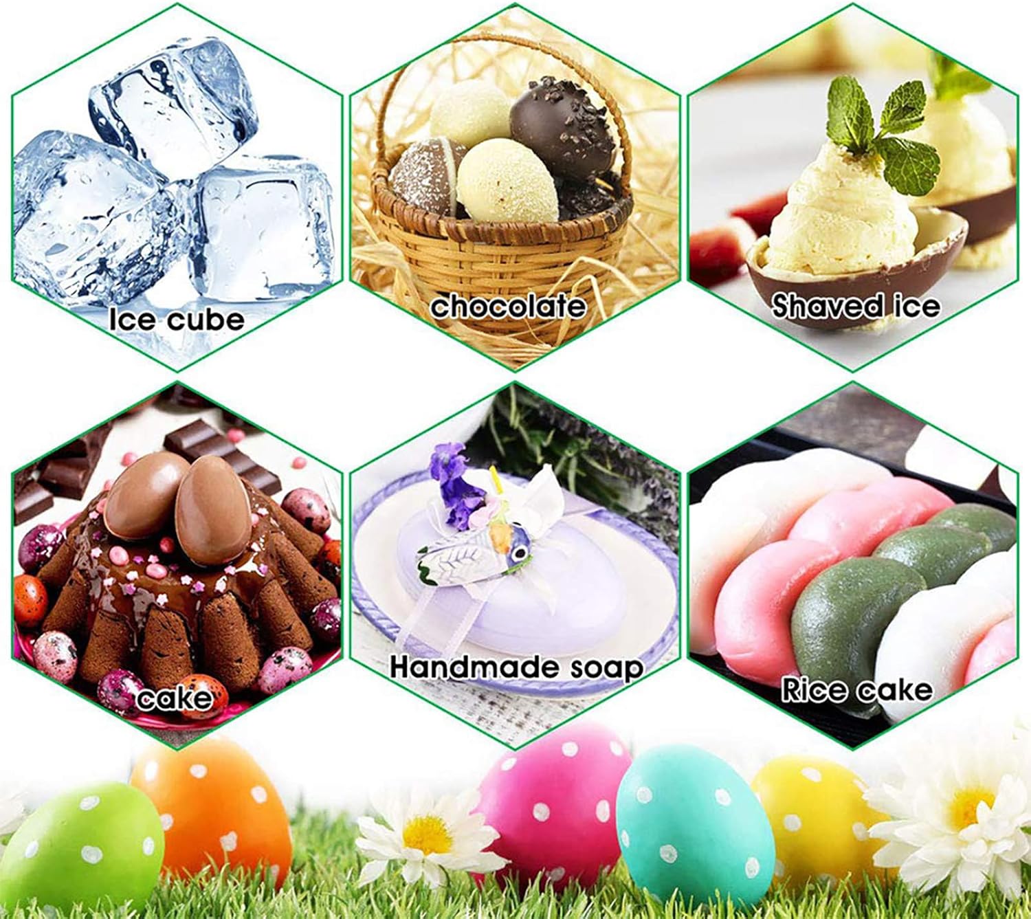 Paquete de 2 moldes de silicona para huevos de Pascua, 8 cavidades para decoración de pasteles, molde para hornear en forma de huevo para hacer