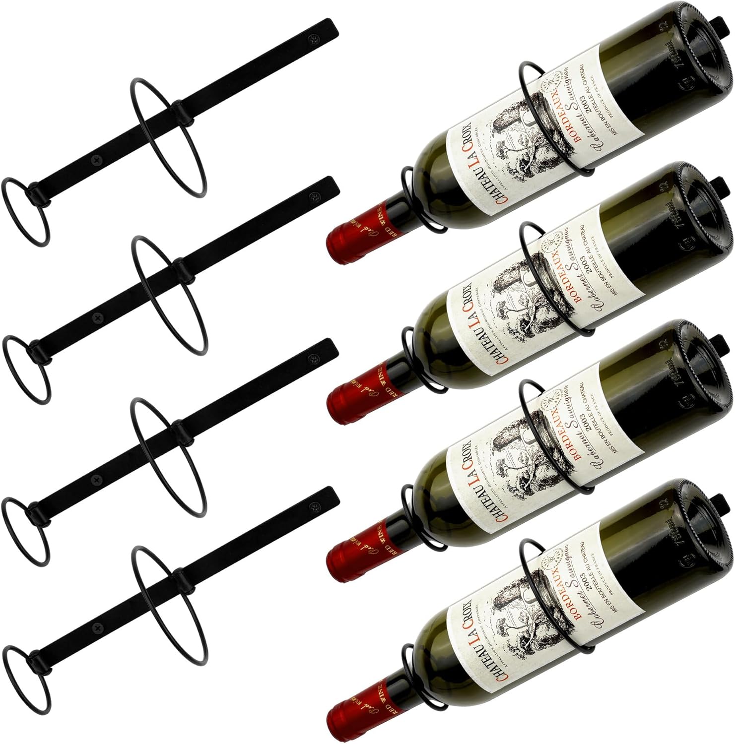 AQAREA Soporte para estante de vino de montaje en pared Soporte de vino de metal para vino individual o licor para exhibir y almacenar