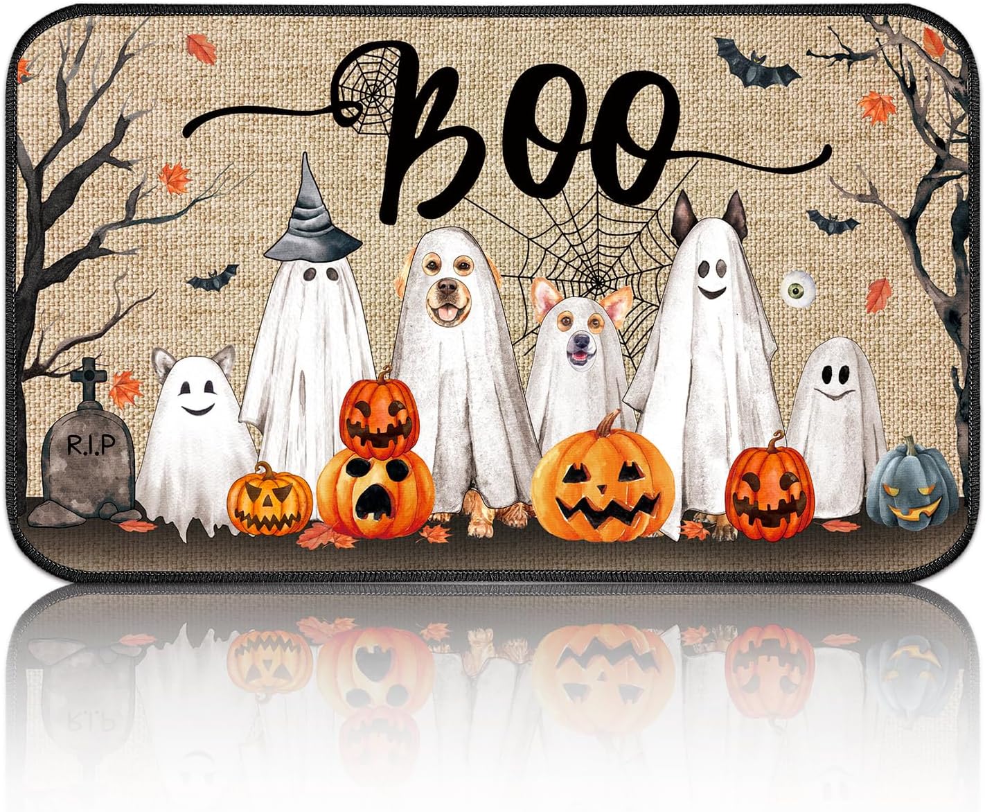 Ceenna Tapete de Halloween para puerta de Halloween, tapete espeluznante para puerta delantera, hogar, cocina, decoración interior y exterior, 15.7