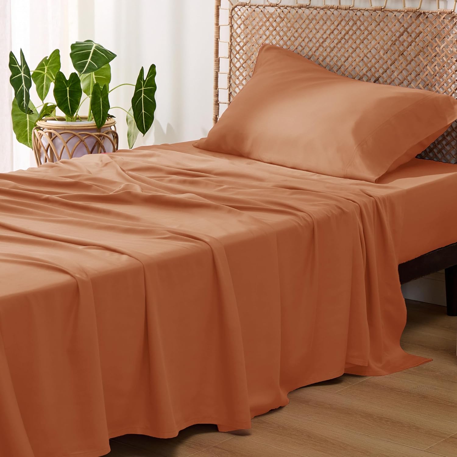 Bedsure Juego de sábanas de tamaño individual, juego de sábanas refrescantes de tamaño individual, rayón derivado del bambú, sábanas de tamaño