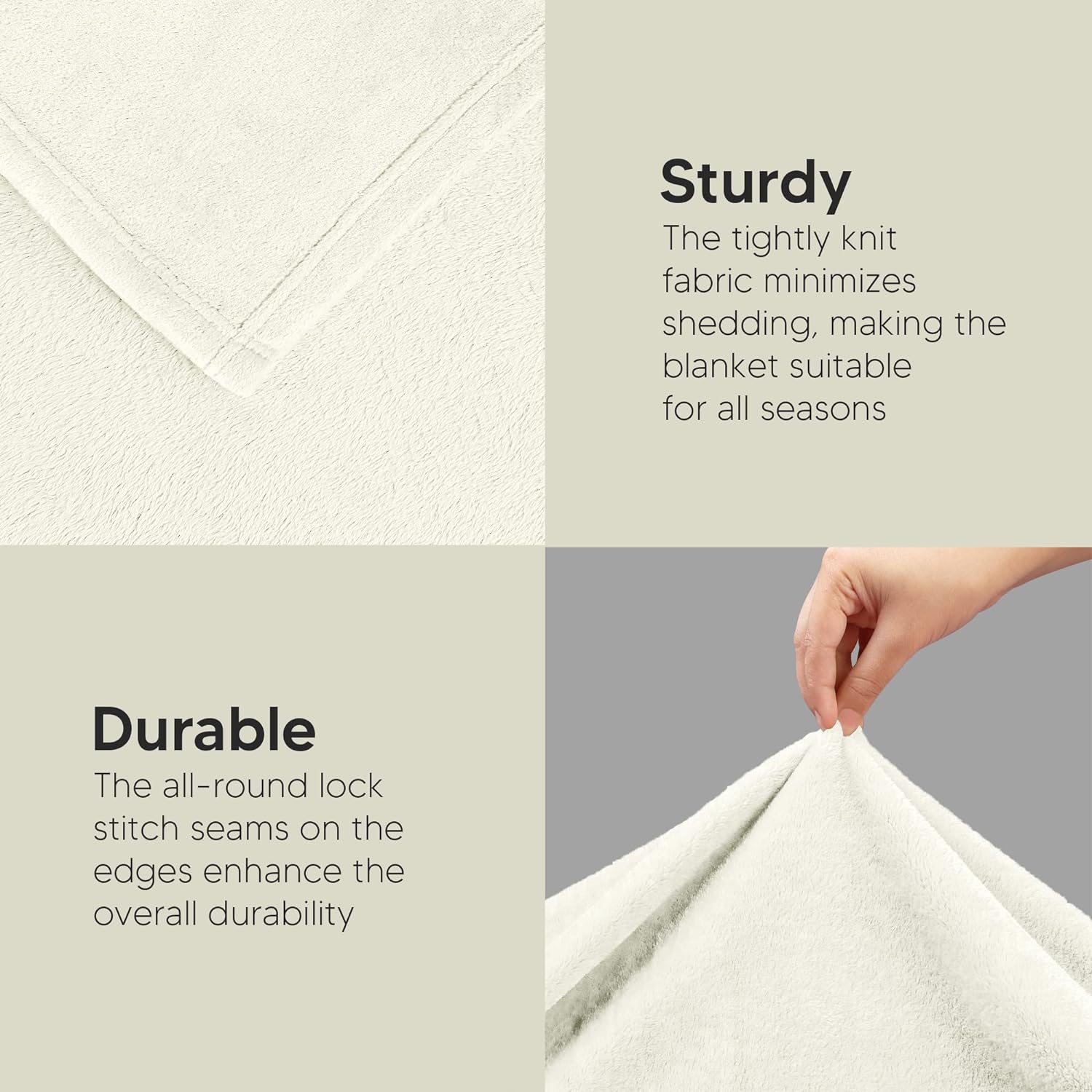 Utopia Bedding Manta de forro polar, color marfil, de 10.58 ozm, de lujo, mullida, suave, antiestática, de microfibra (60 x 50 pulgadas)