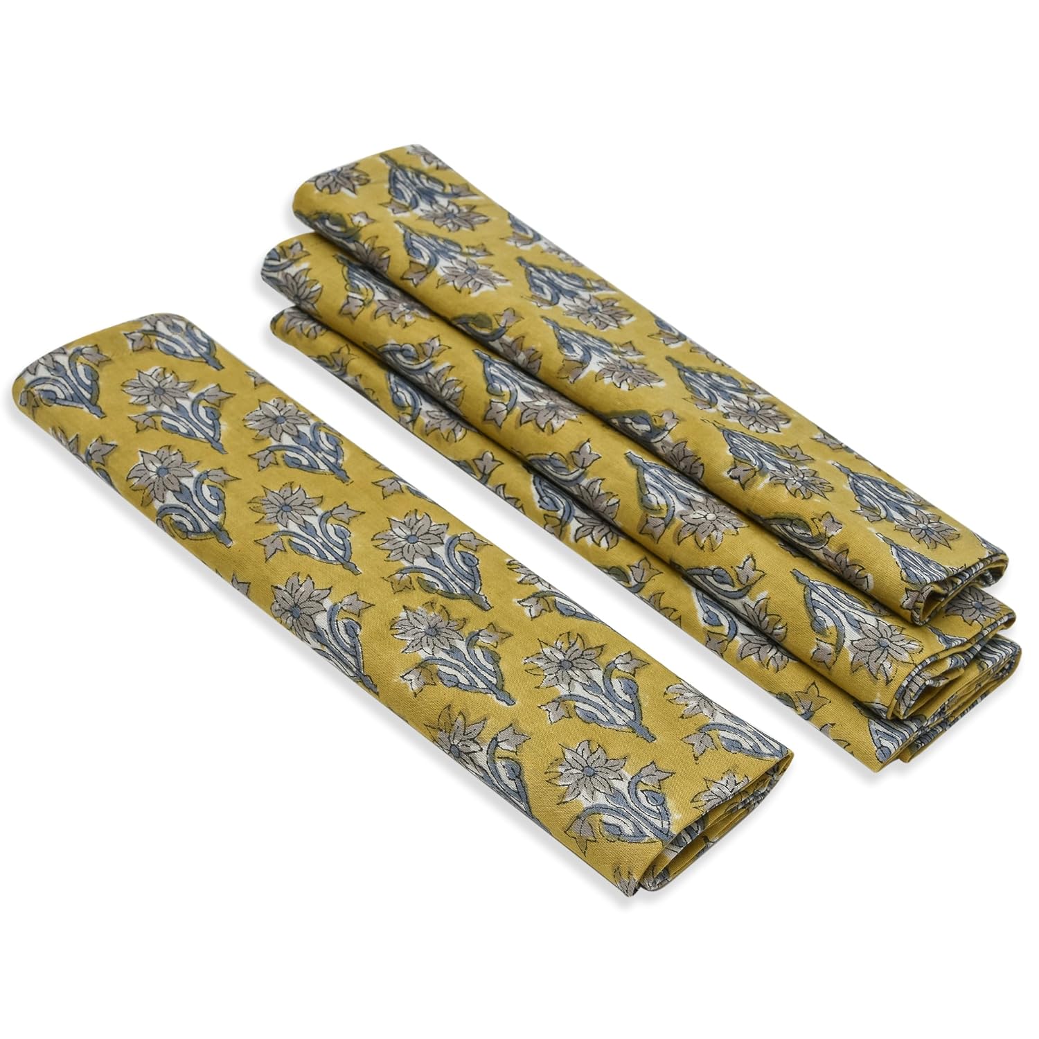 Set of 4 Cloth Napkins, Hand Block Printed Napkins, 20×20 Inch Washable Dinner Napkins, Kitchen Towel Dinner Table Reusable Indian Napkins, Wedding