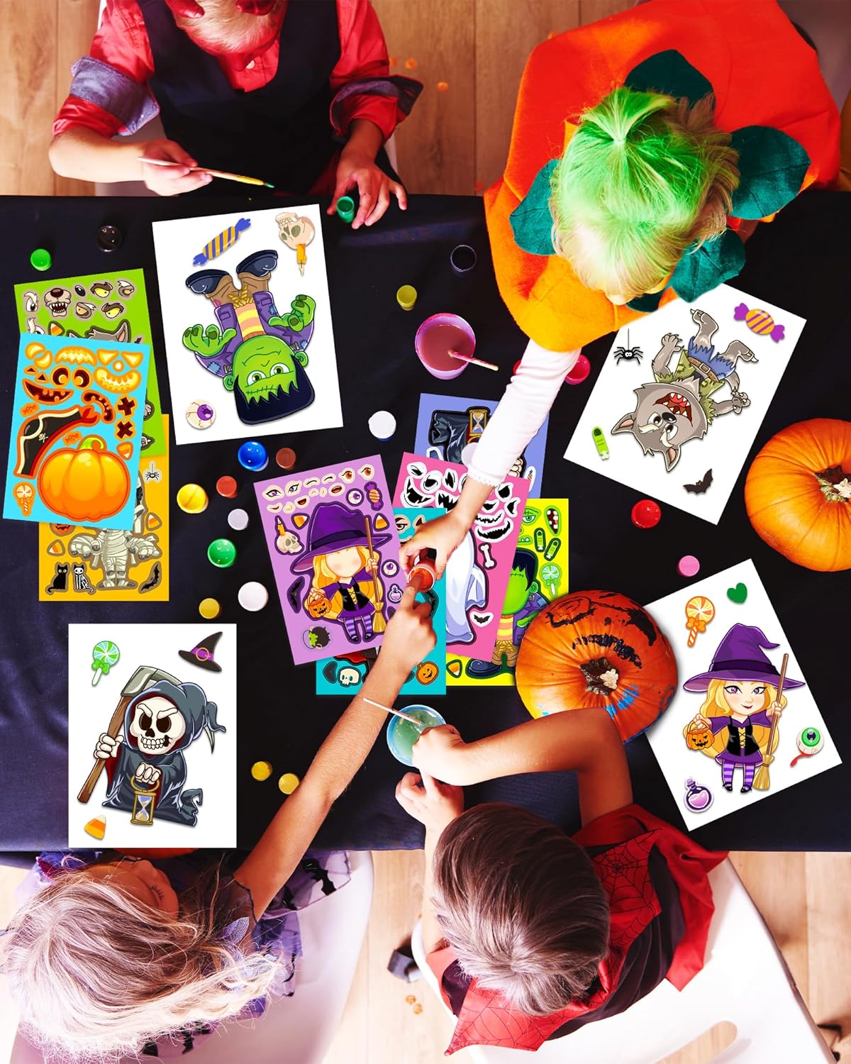 Benresive 40 hojas de calcomanías de Halloween para niños, manualidades de Halloween, regalos de fiesta para niños, calcomanías de juegos de fiesta