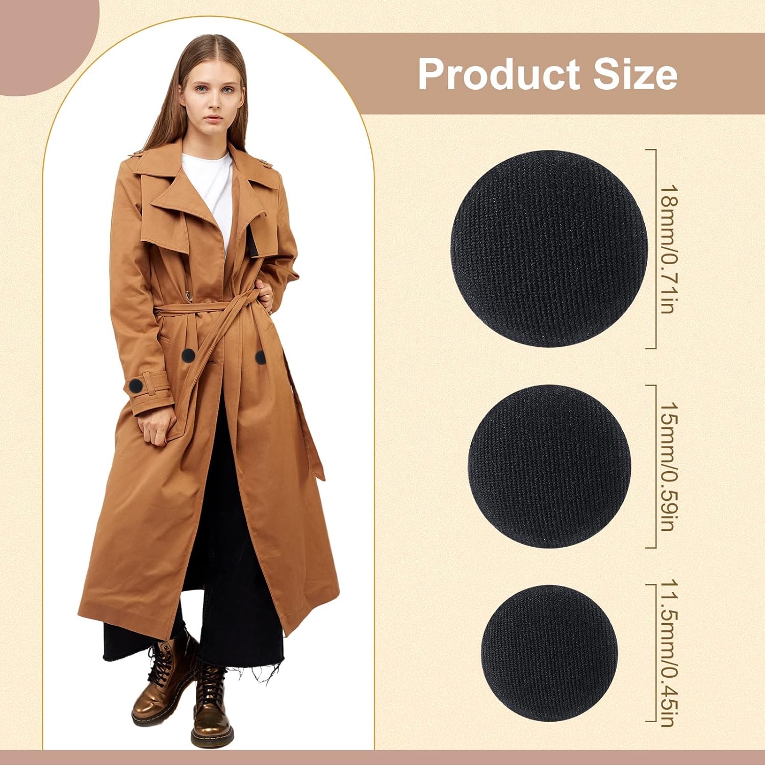 40 botones de traje de esmoquin, botones negros, incluyen 8 botones frontales de chaqueta de 0.709in, 710 pulgadas, 24 botones de costura vintage de