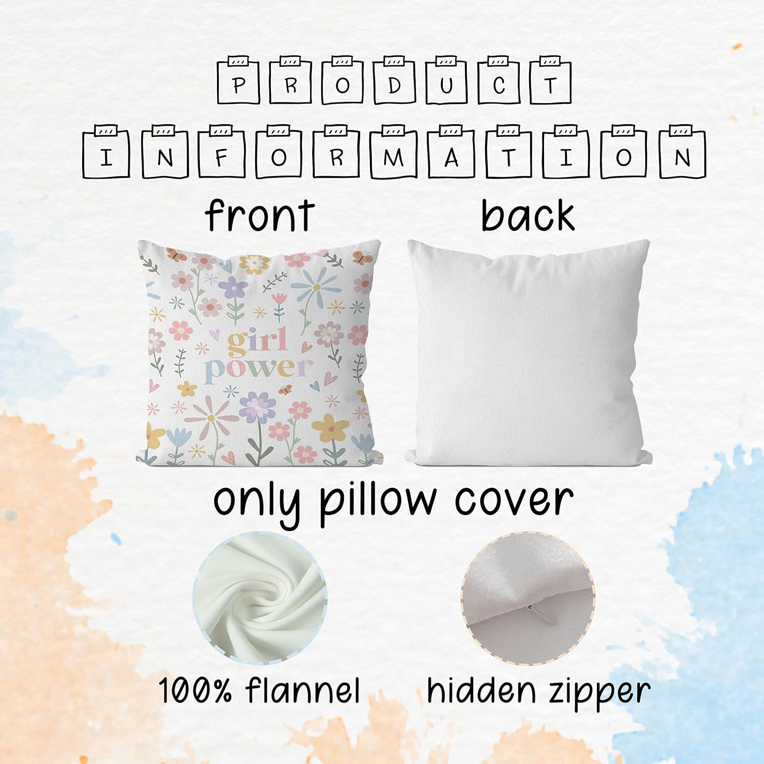 Funda de almohada inspiradora floral bohemia de 18 x 18 pulgadas, funda de almohada positiva para niña, decoración de habitación de niña, funda de