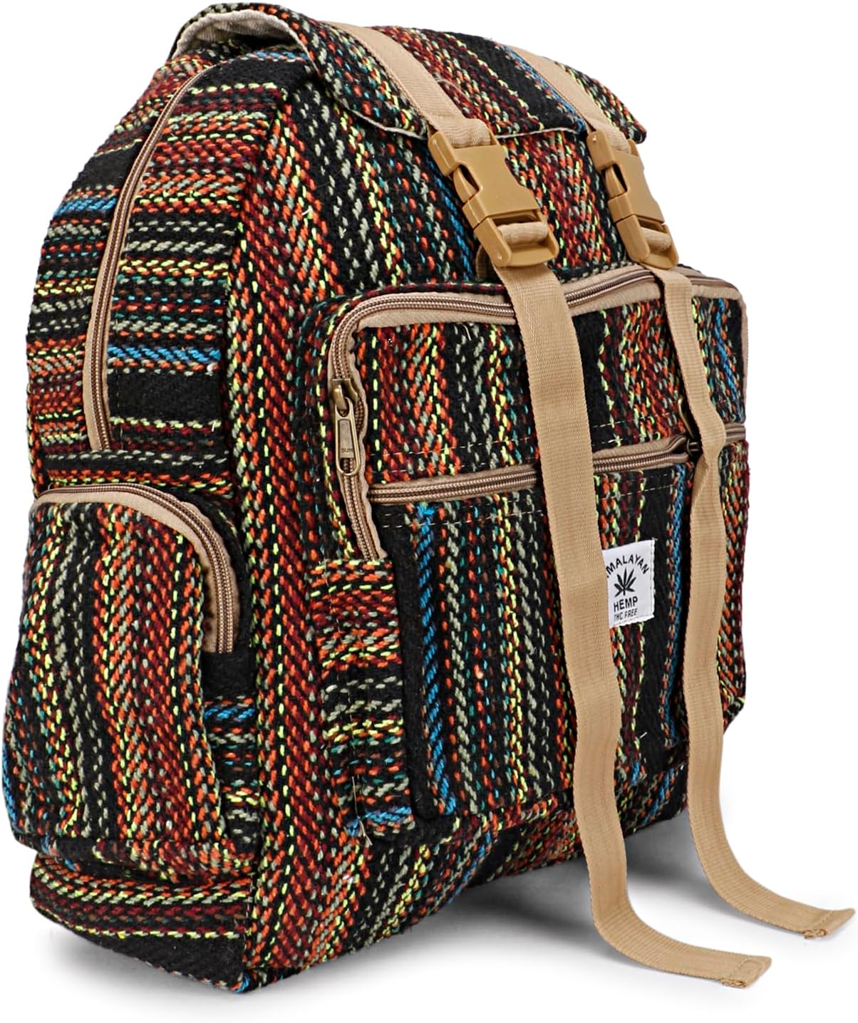Himalyan Hemp Laptop Bag MochilaViajero Bolsa, Cáñamo Portátil Bolsa, Negro Multi-2, Mochila