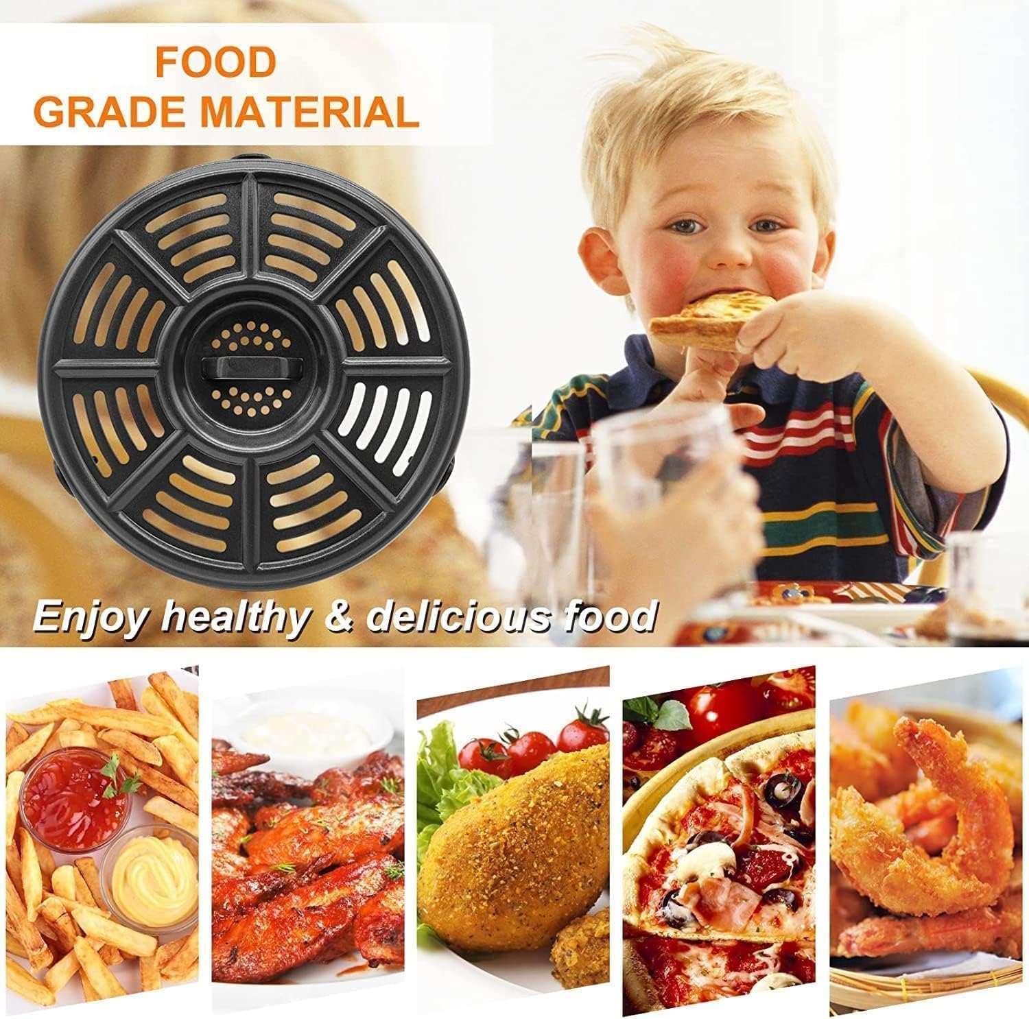 Gtiyzfae Bandeja para freidora de aire de 8.2 pulgadas para freidora de aire Ninja AF101 4QT AF161 AF150 XL 5.5QT, freidora de aire antiadherente