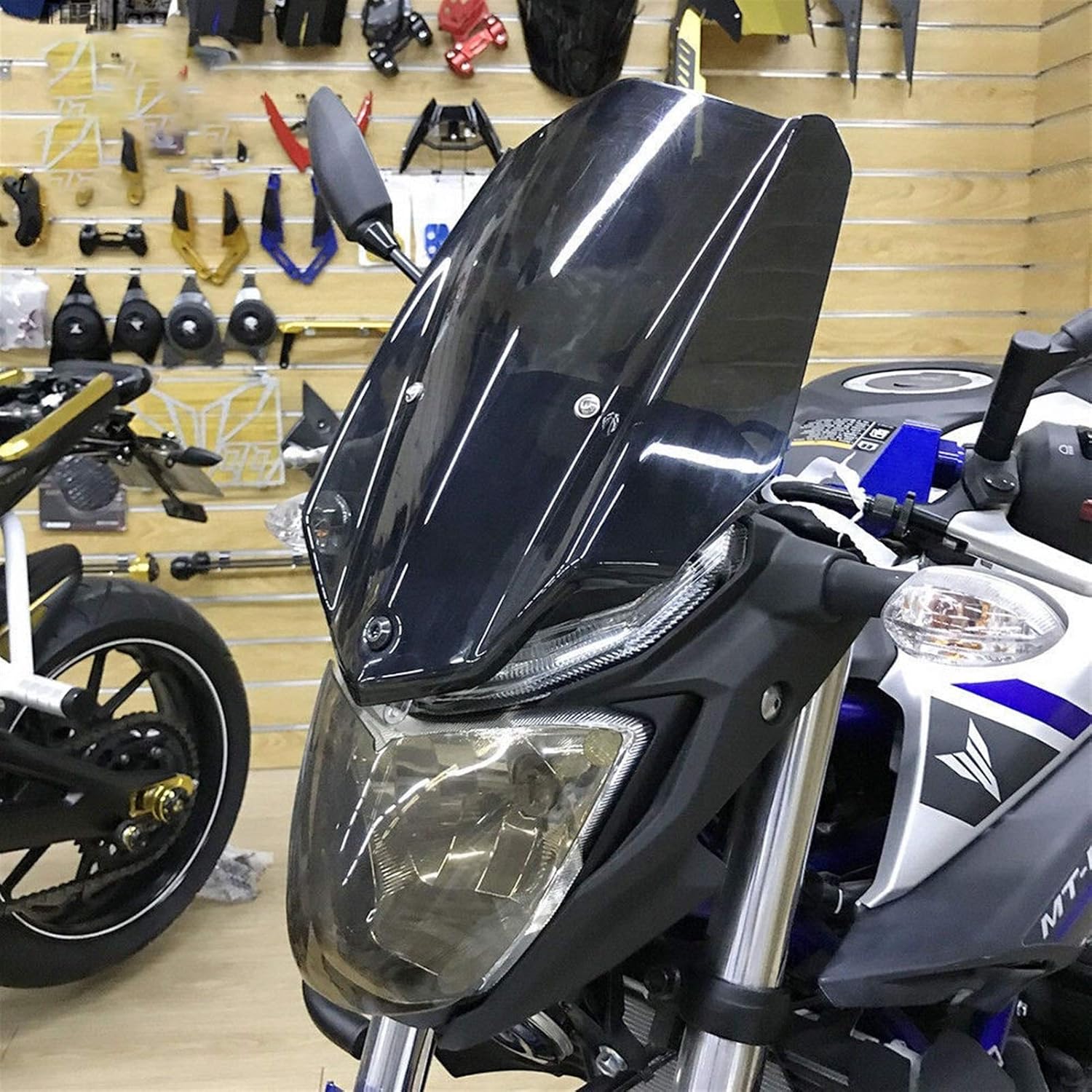Motorcycle Windshield MT03 Windscreen Windshield Wind Deflectors with Bracket Compatible with MT-03 2016 2017 2018 2019 MT 03 Accessories Double