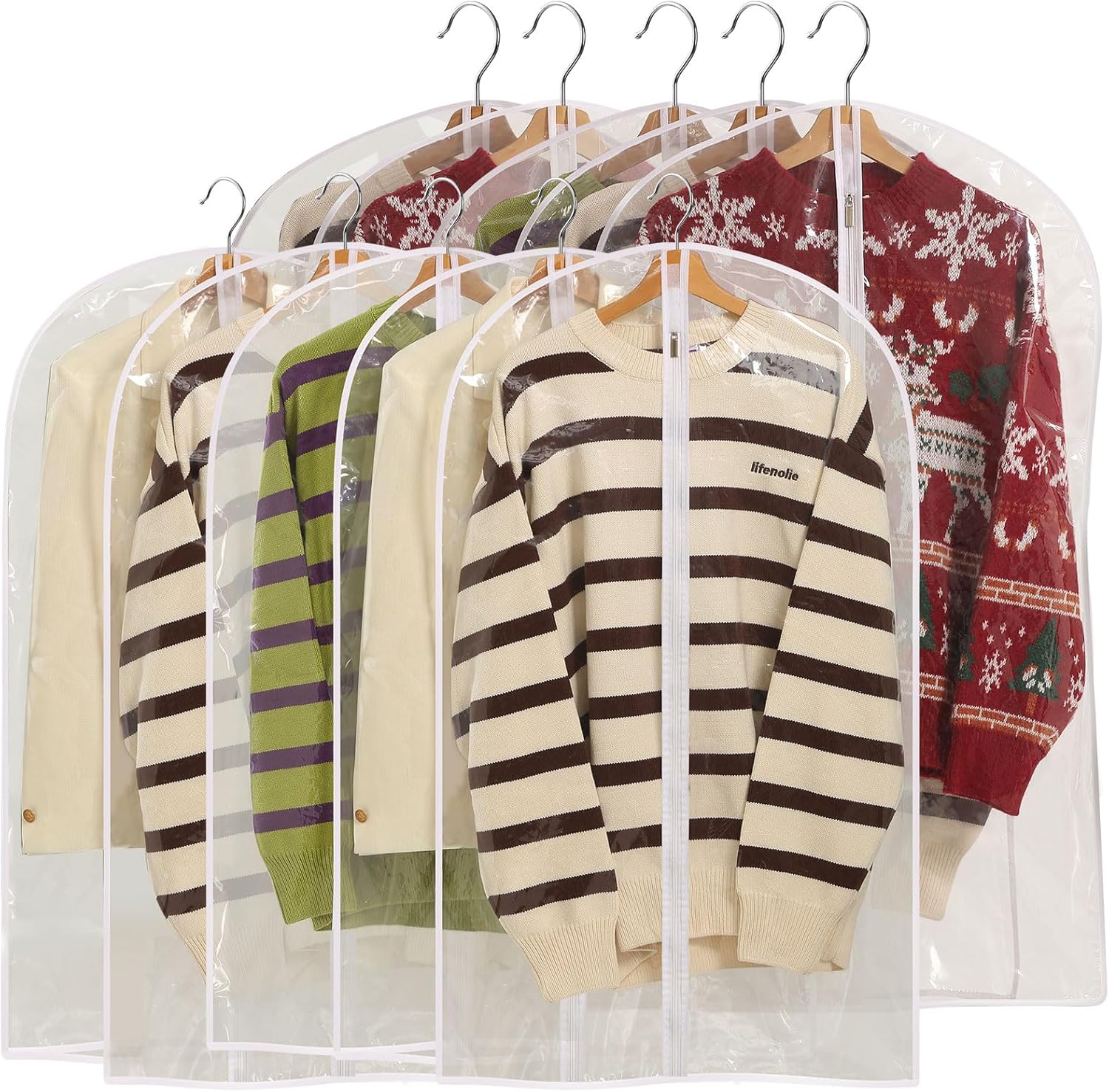 Perber Bolsas de ropa transparentes para colgar ropa, bolsas de traje de 40 pulgadas para almacenamiento en el armario, bolsas de plástico a prueba