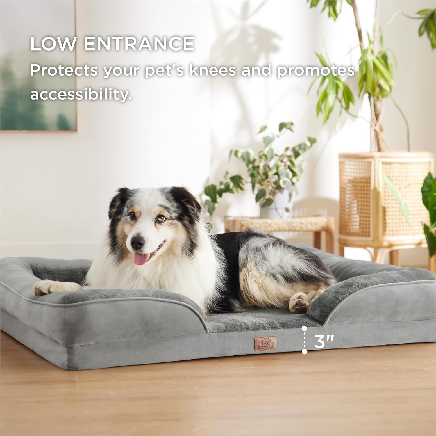 Bedsure Cama ortopédica para perros extragrandes, sofá cama lavable XL para perro, sofá cama grande de espuma de apoyo para mascotas con funda