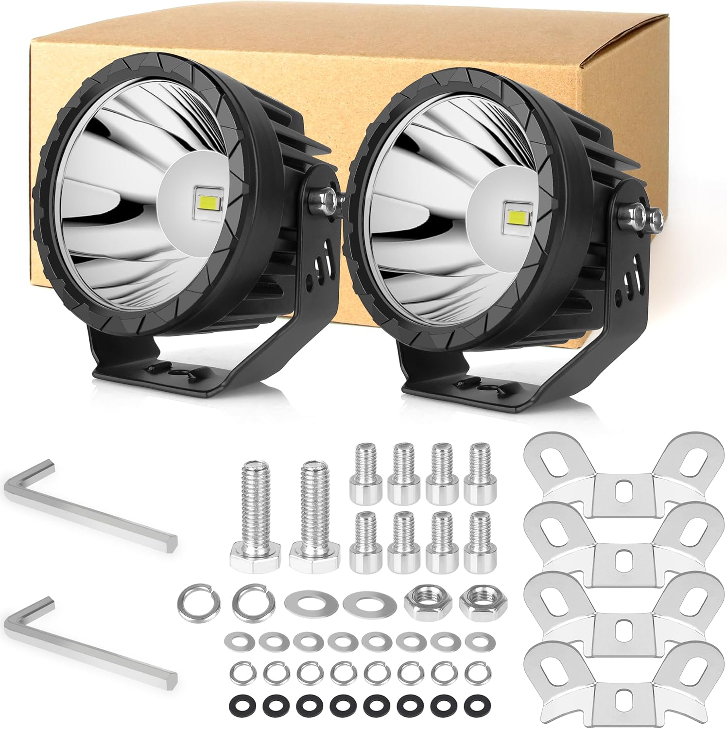 Luces antiniebla LED redondas de 3.5 pulgadas, 60 W, impermeables, auxiliares, haz de luz, luz de parachoques para 12 V, 24 V, automóvil, camioneta,
