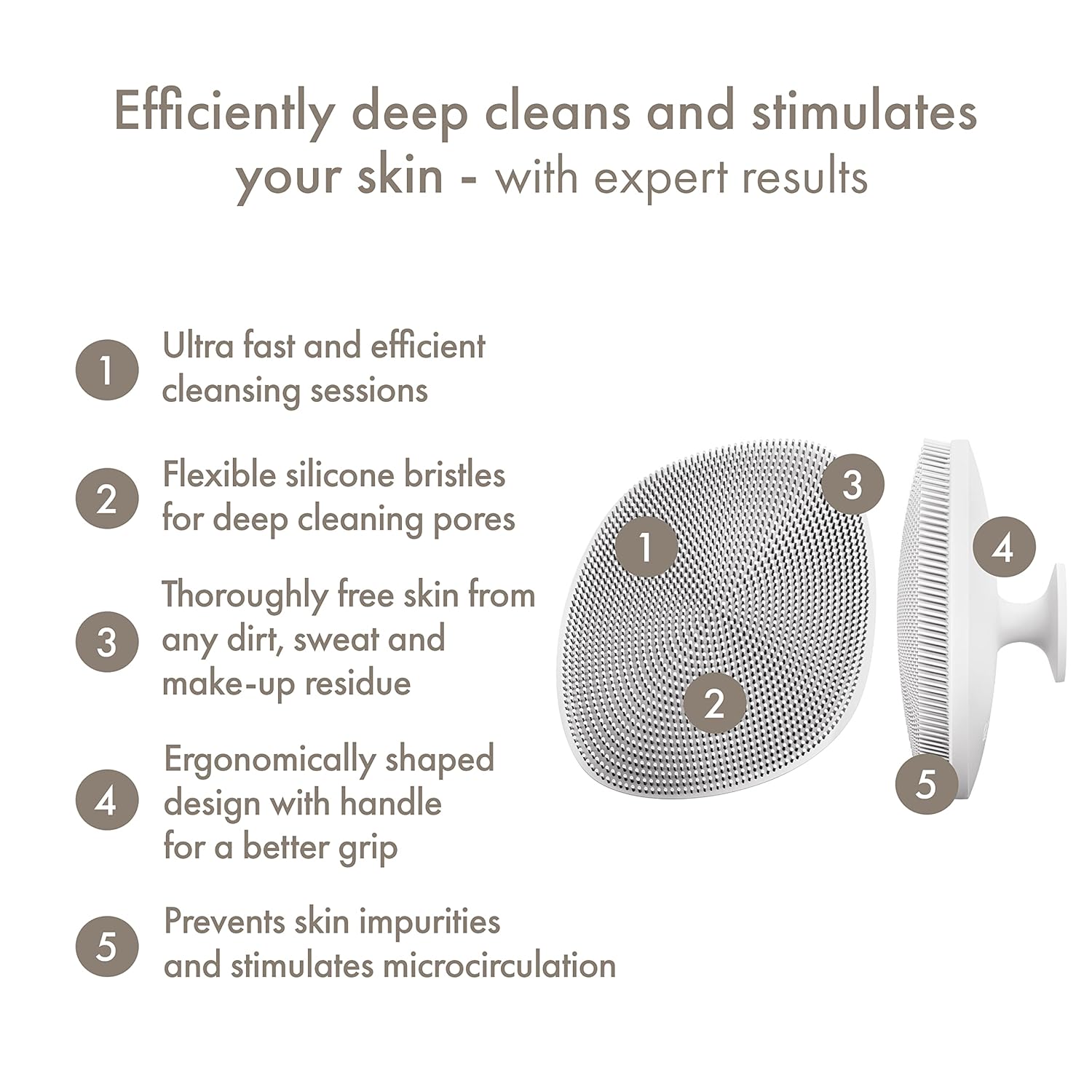 GESKE SmartAppGuided Cepillo facial  4 en 1  Cepillo de limpieza facial profesional con mango  Cepillo facial de silicona suave para limpieza de la