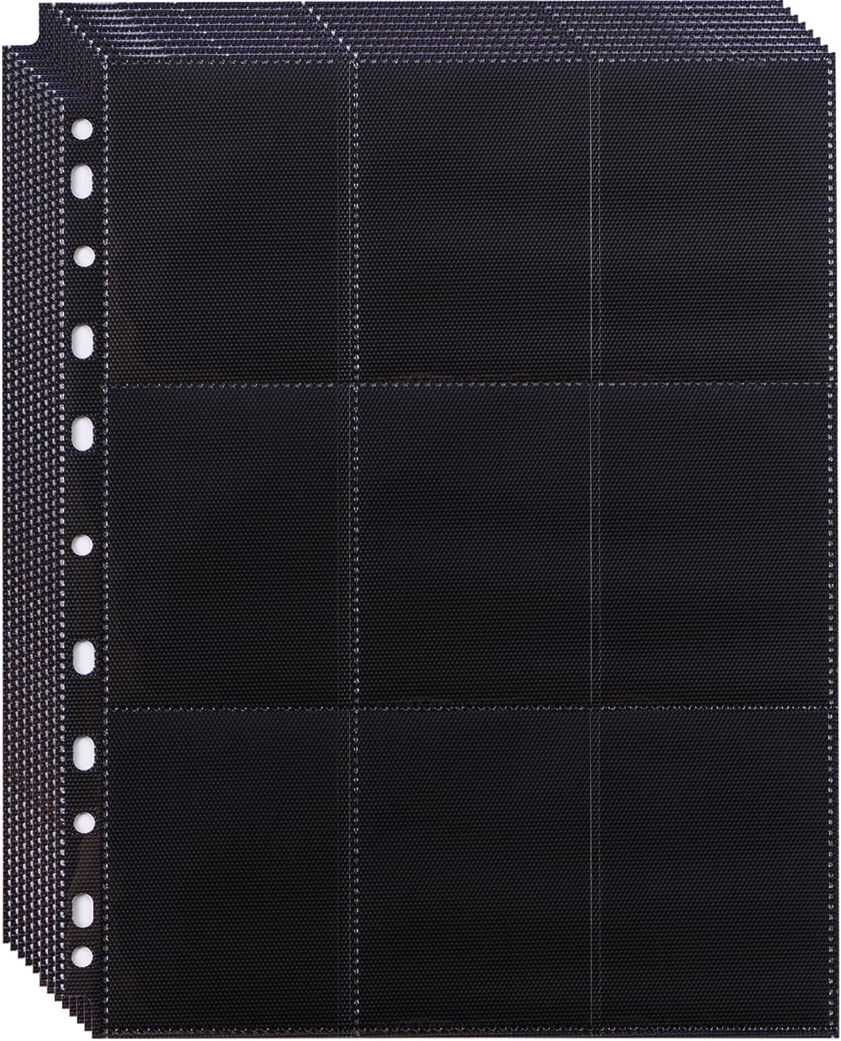 Paquete de 20 fundas negras de 360 bolsillos para tarjetas coleccionables, fundas gruesas de doble cara para tarjetas de juego para carpeta de 3