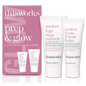 THISWORKS Set de regalo Prep and Glow – Kit de tamaño de viaje con piernas perfectas para la piel milagrosa y tacones perfectos para rescatar crema THISWORKS Set de regalo Prep and Glow – Kit de tamaño de viaje con piernas perfectas para la piel milagrosa y tacones perfectos para rescatar crema