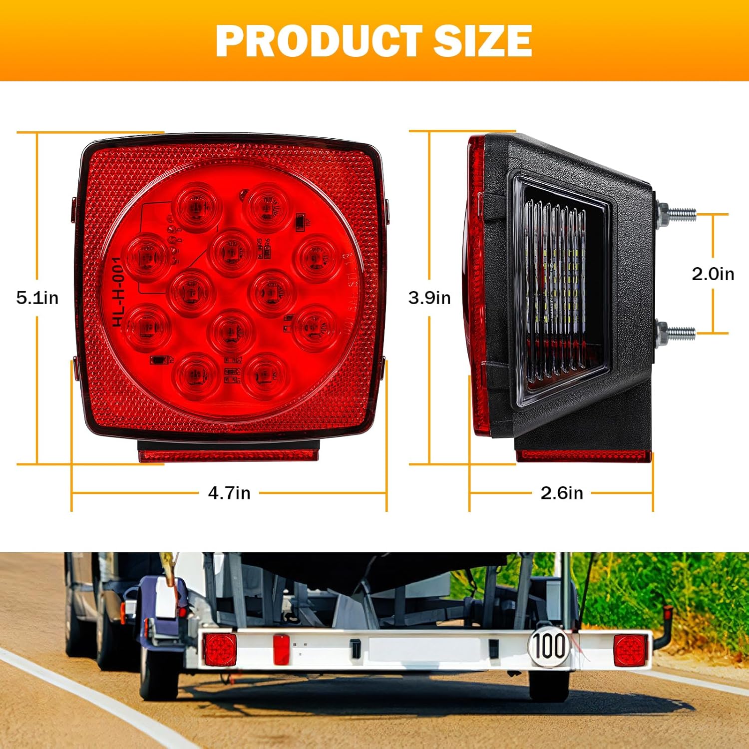 Kit de luces LED para remolque, luces de remolque de barco con kit de cableado, kit de luces LED para remolque con combinación de luces de