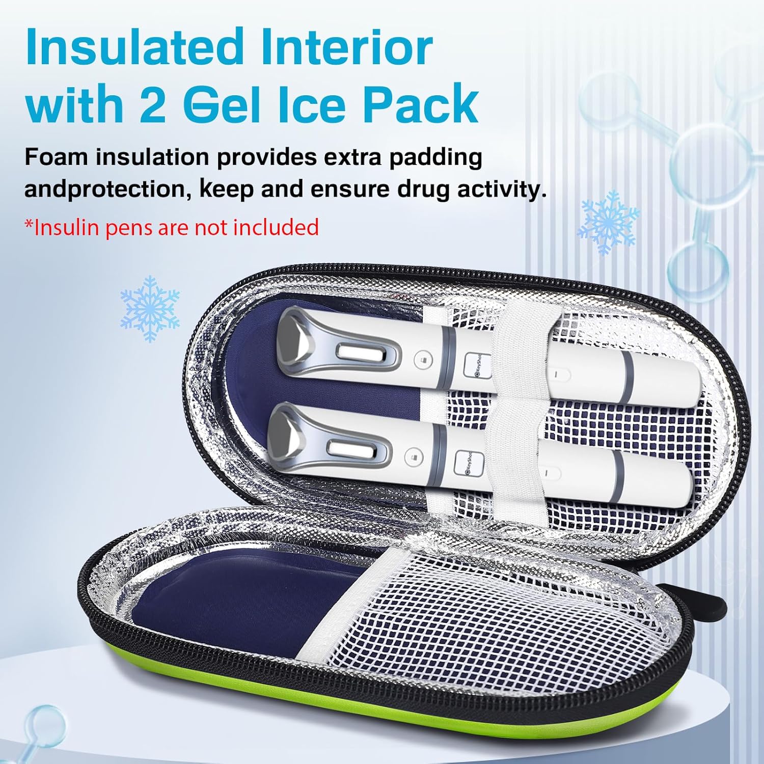 MOSLA Estuche de viaje para diabéticos, bolsa de enfriamiento aislada con 2 paquetes de hielo para bolígrafos de insulina y otros suministros para