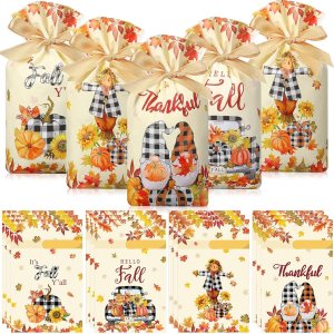 Qeeenar 60 bolsas de plástico de otoño con cordón, pequeñas bolsas de regalo de otoño a granel, hojas de arce y calabaza, bolsas de plástico para Qeeenar 60 bolsas de plástico de otoño con cordón, pequeñas bolsas de regalo de otoño a granel, hojas de arce y calabaza, bolsas de plástico para