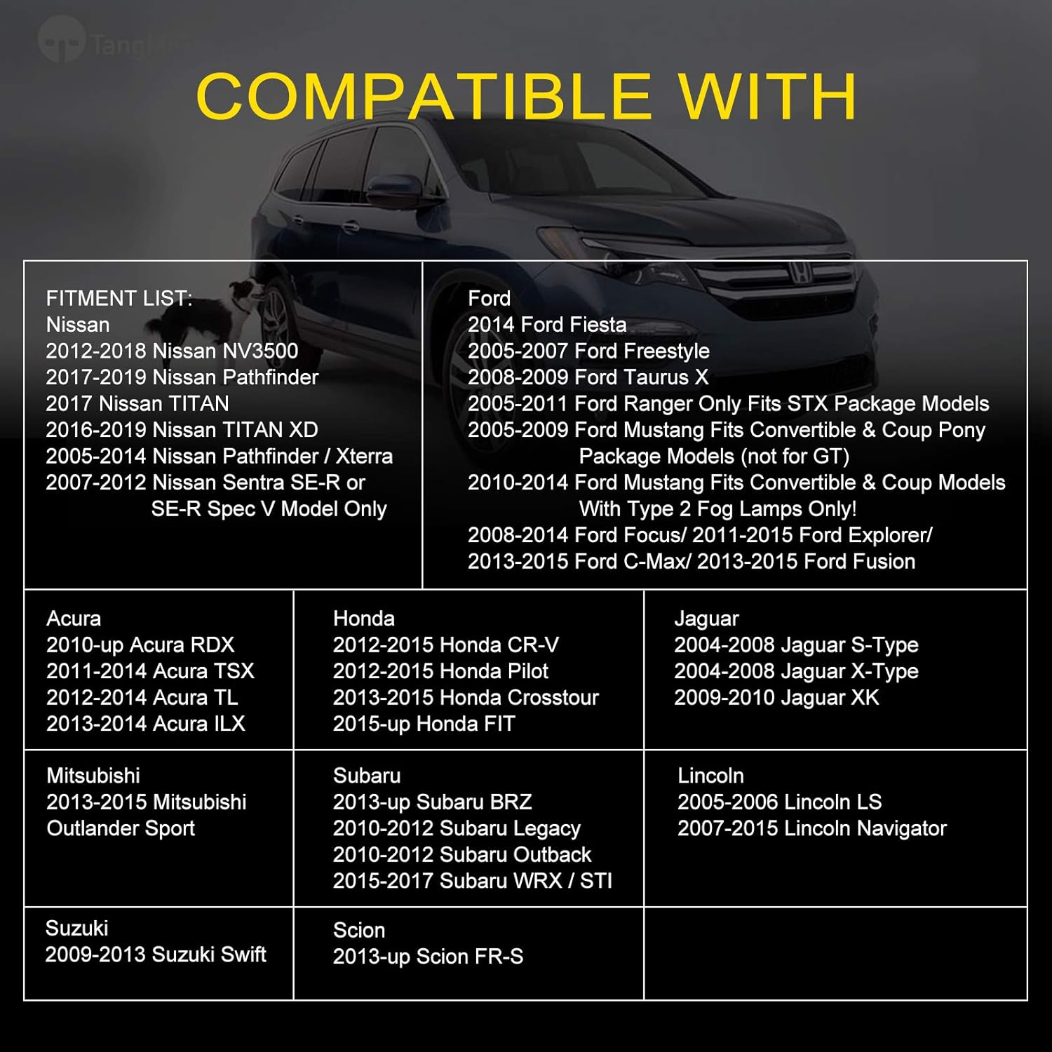 TangMiGe Lámparas antiniebla para Nissan Honda, Ford, Acura, Subaru, Suzuki, Lincoln, Jaguar, accesorios para conducción, luz antiniebla, repuesto