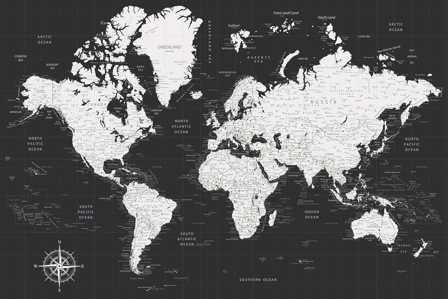 Push Pin World Map Foam Board Mounted, Sizes 24×36, 16×24, Large Travel Map (24×36)
