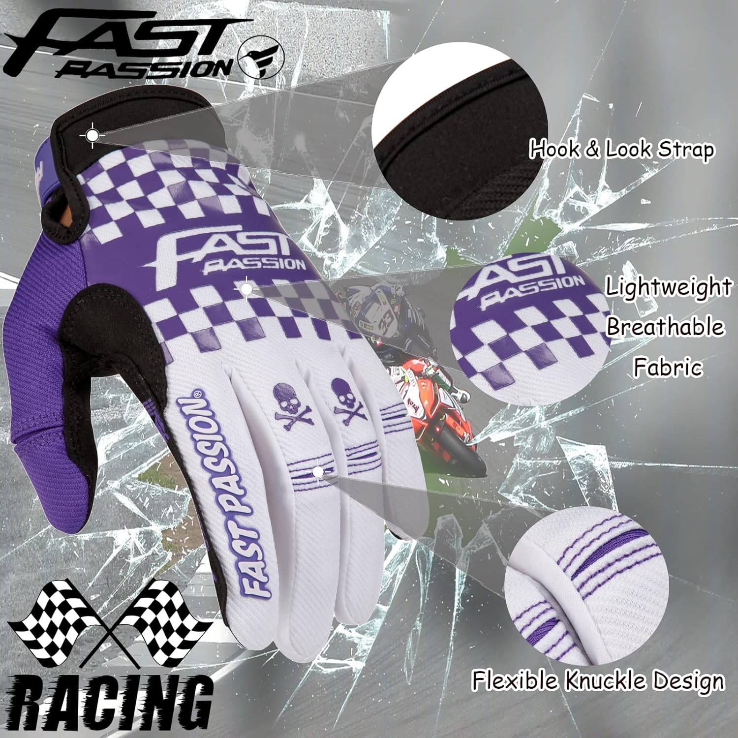 Guantes de motocicleta para hombresmujeres, guantes de motocross, guantes antideslizantes para ATV, BMX, MX MTB, guantes de ciclismo