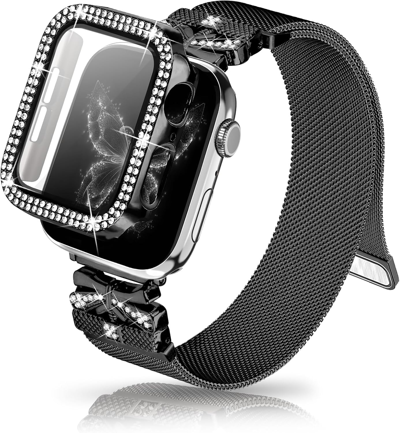 Correa magnética para mujer compatible con Apple Watch Band 1.496 in 1.575 in 1.614 in 1.654 in 1.732 in 1.772 in, correa de acero inoxidable