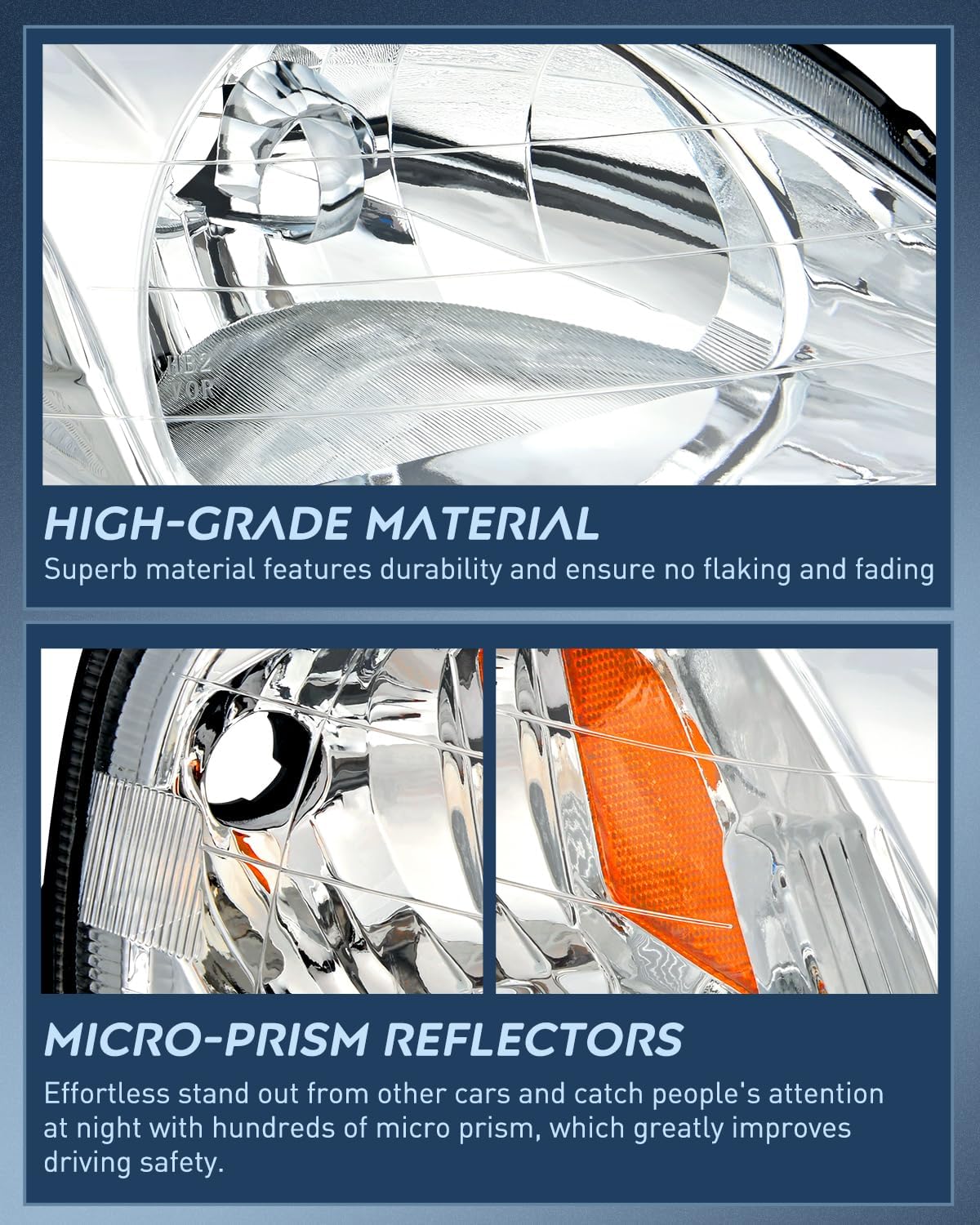 Nilight Conjunto de faros delanteros compatible con Honda Civic 1999 2000, carcasa cromada, reflector ámbar, lente transparente mejorada, lado del