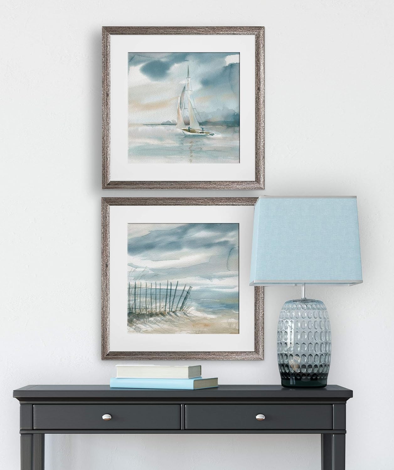 Wexford Home Subtle Mist-Juego de 2 piezas de impresión artística, 16 x 16