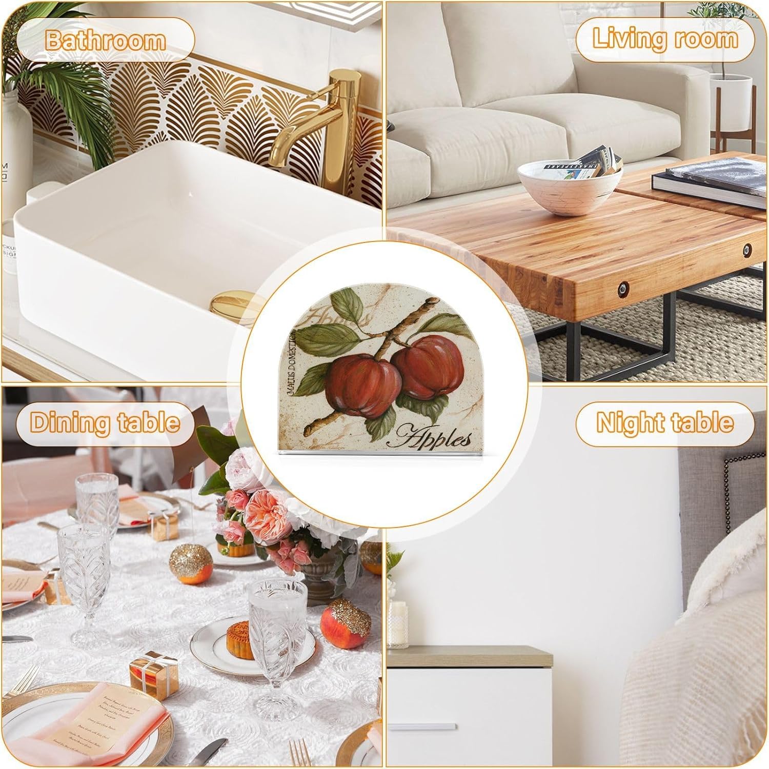 KJIZMO Servilletero acrílico de manzana, dispensador de servilletas transparente para organizar la cocina, dispensador de papel de papel para caja
