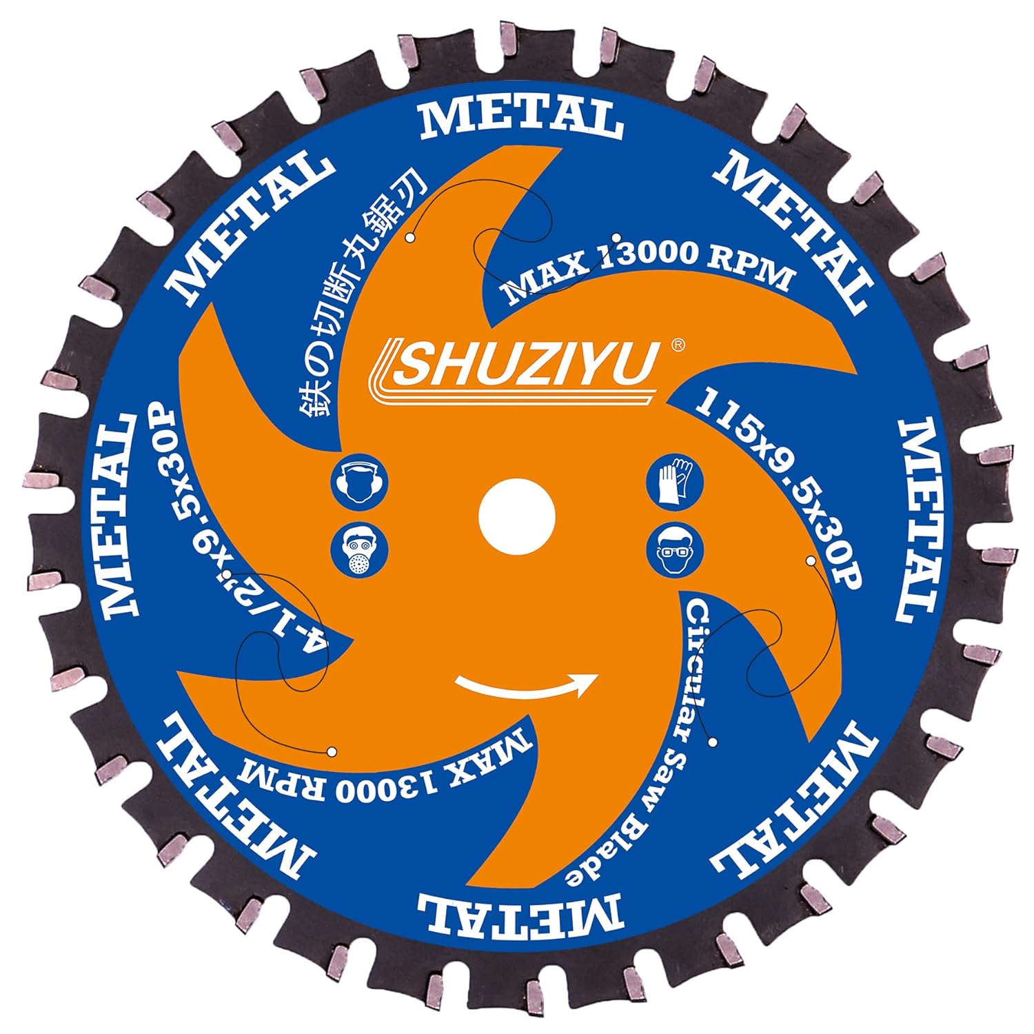 4-12″ (115mm)-30T, hoja de sierra circular de trabajo de metal, eje 38 “(9.5mm), uso en todas las marcas de sierra inalámbrica de eje de 0.374 in,