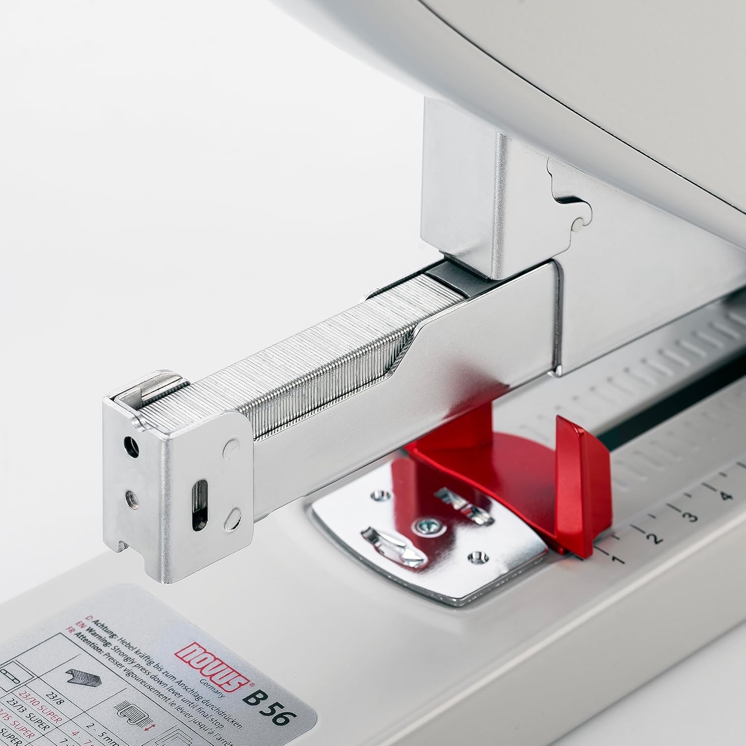 Novus Engrapadora resistente B56, capacidad para 200 hojas, antiatascos, profundidad de grapado de 3 pulgadas con guía ajustable, derivación de