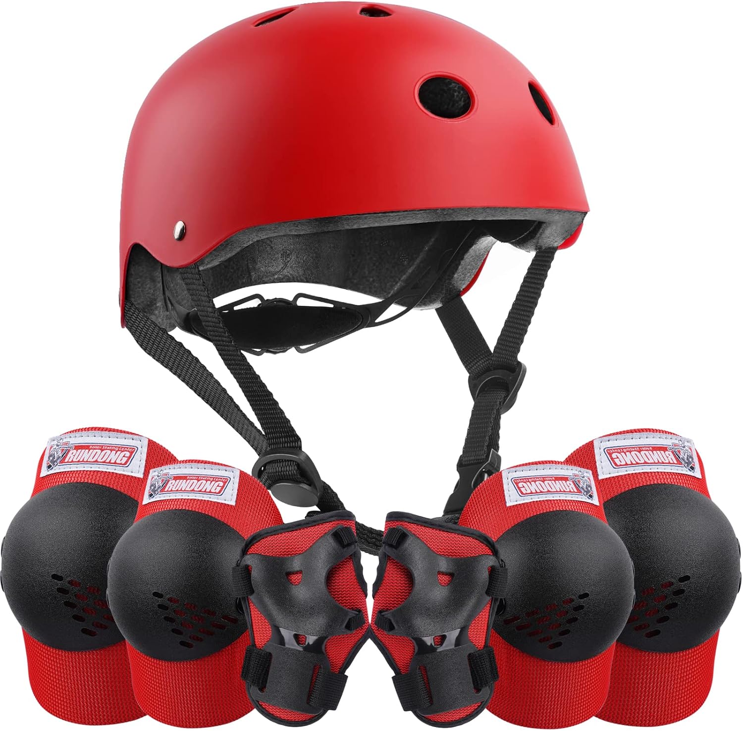 Casco de jinete y rodilleras, coderas, muñequeras, equipo de protección para niños de 3 a 15 años, patinaje sobre ruedas, scooters, ciclismo,